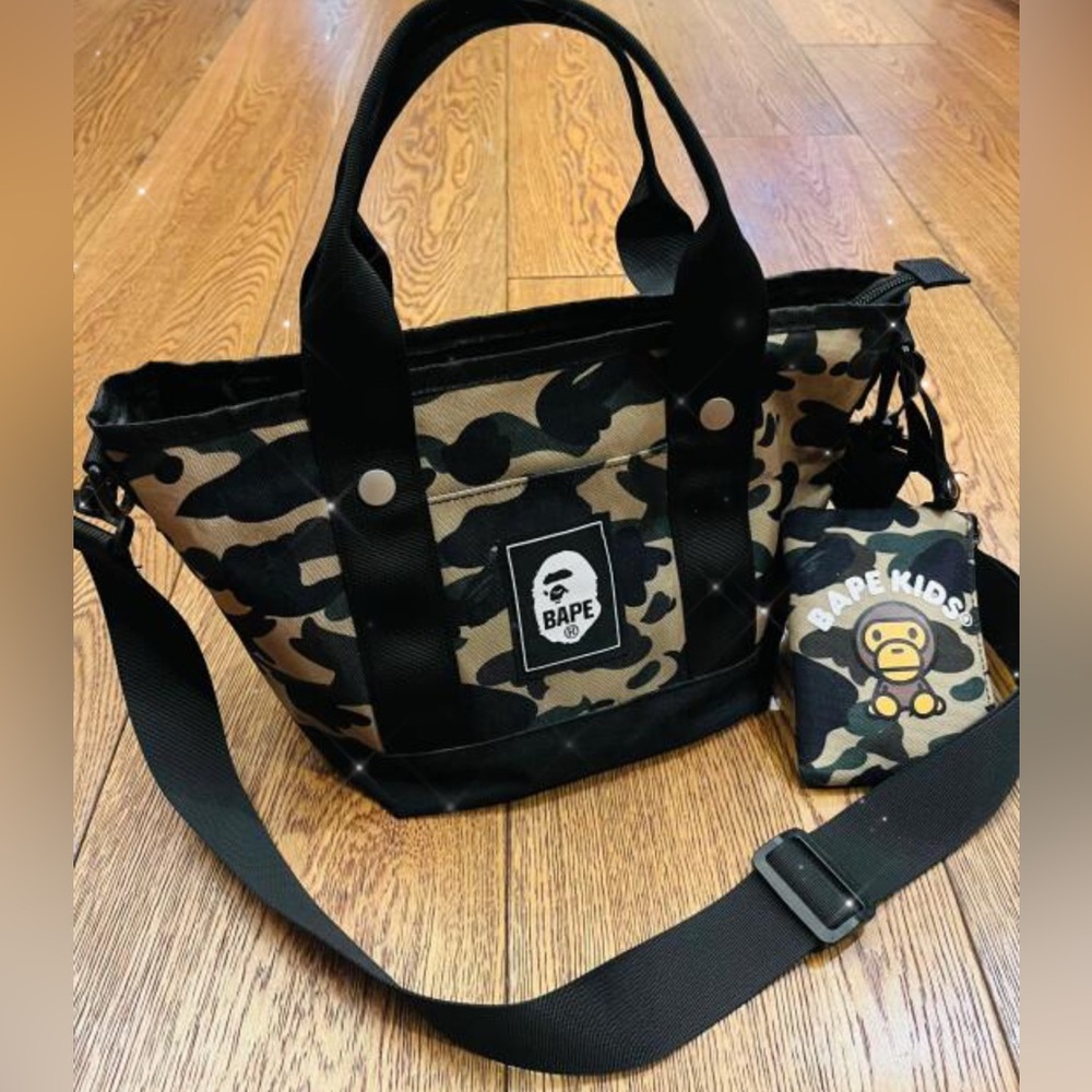 Bundle Bape Bags Bape Camo mini tote and Bape card holder pouch
